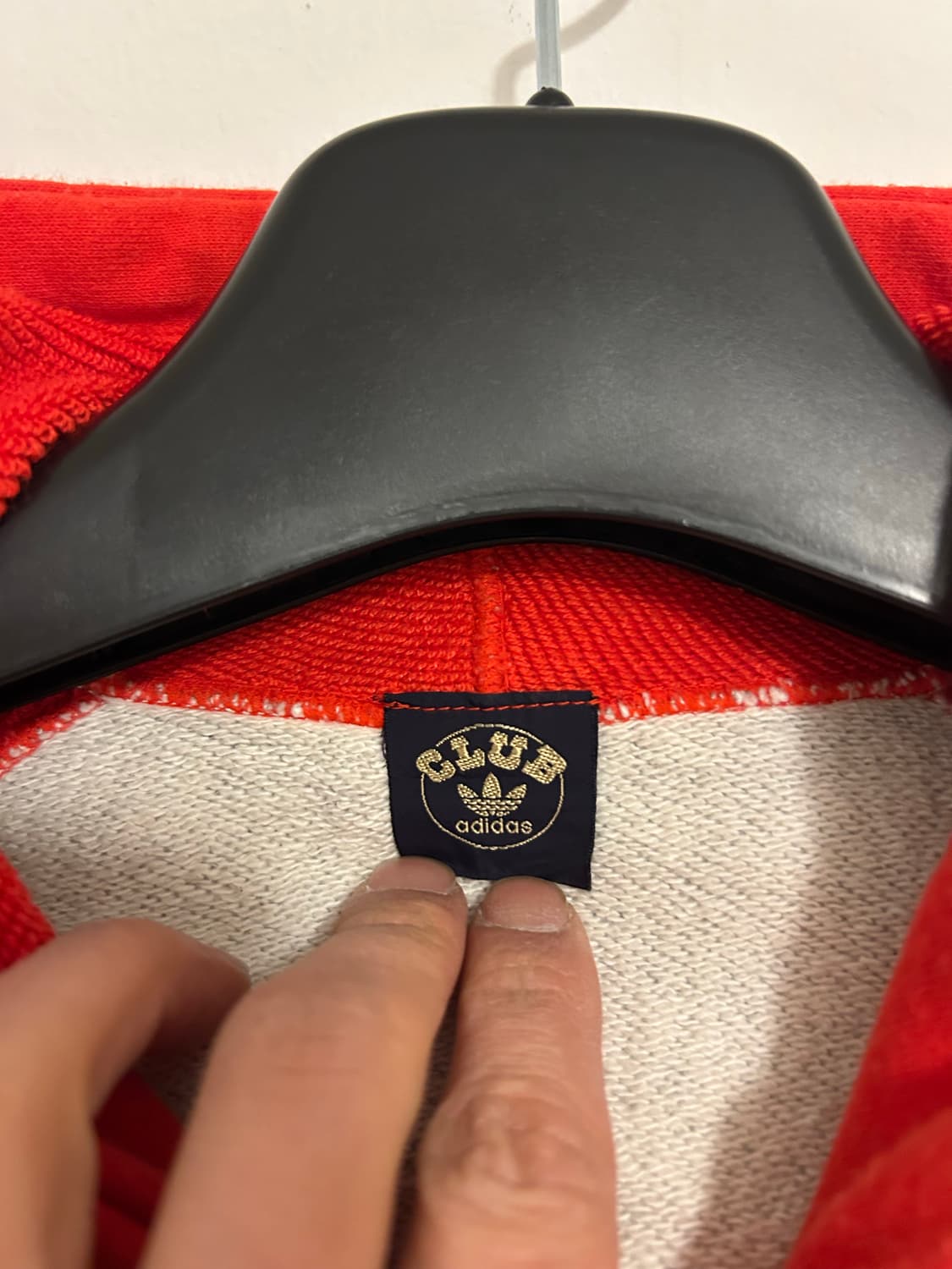 90s-00s 아디다스 클럽 레드 배색 올드스쿨 후드집업 상품이미지2