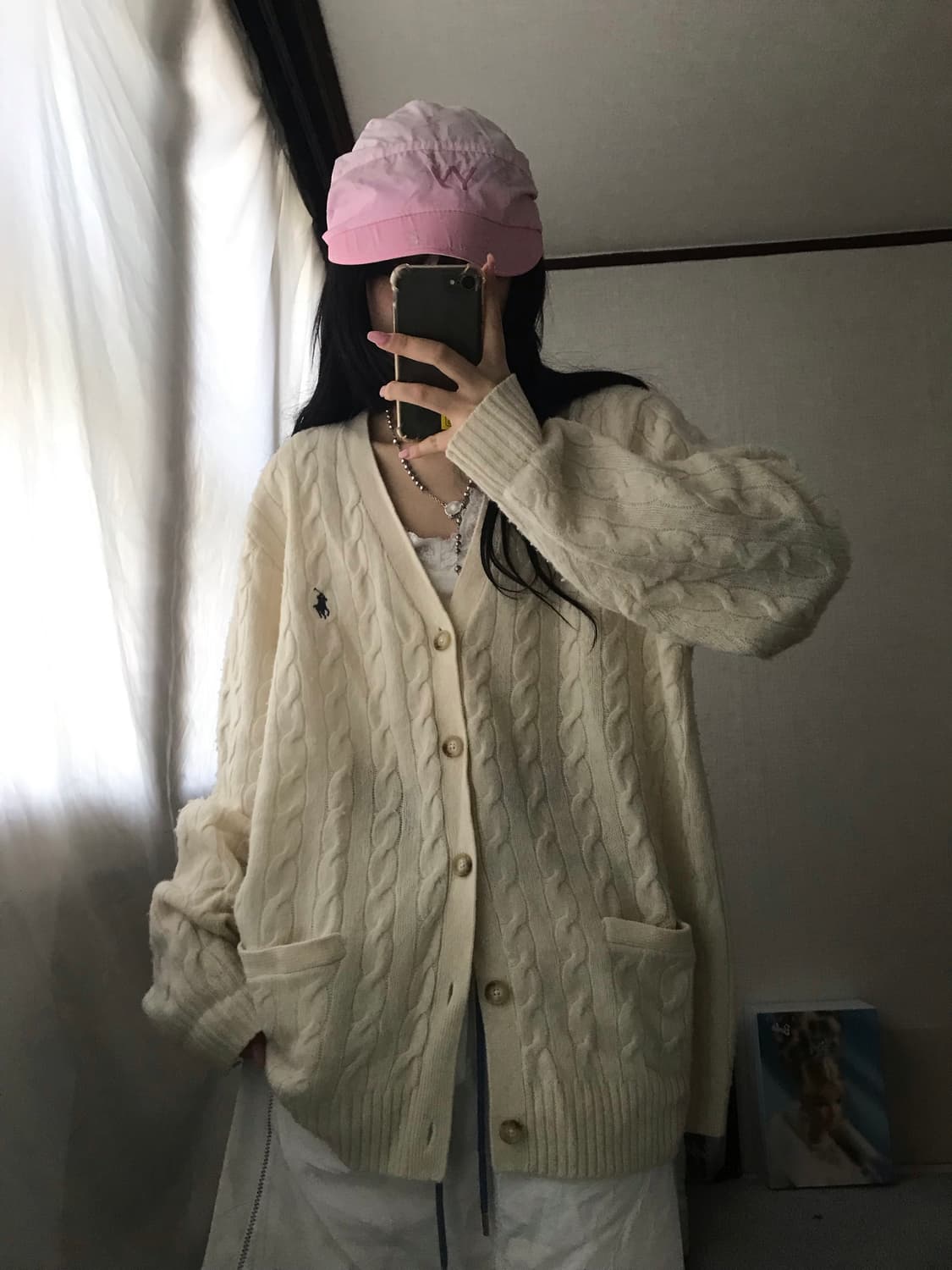 폴로 아이보리 케이블 가디건 상품이미지3