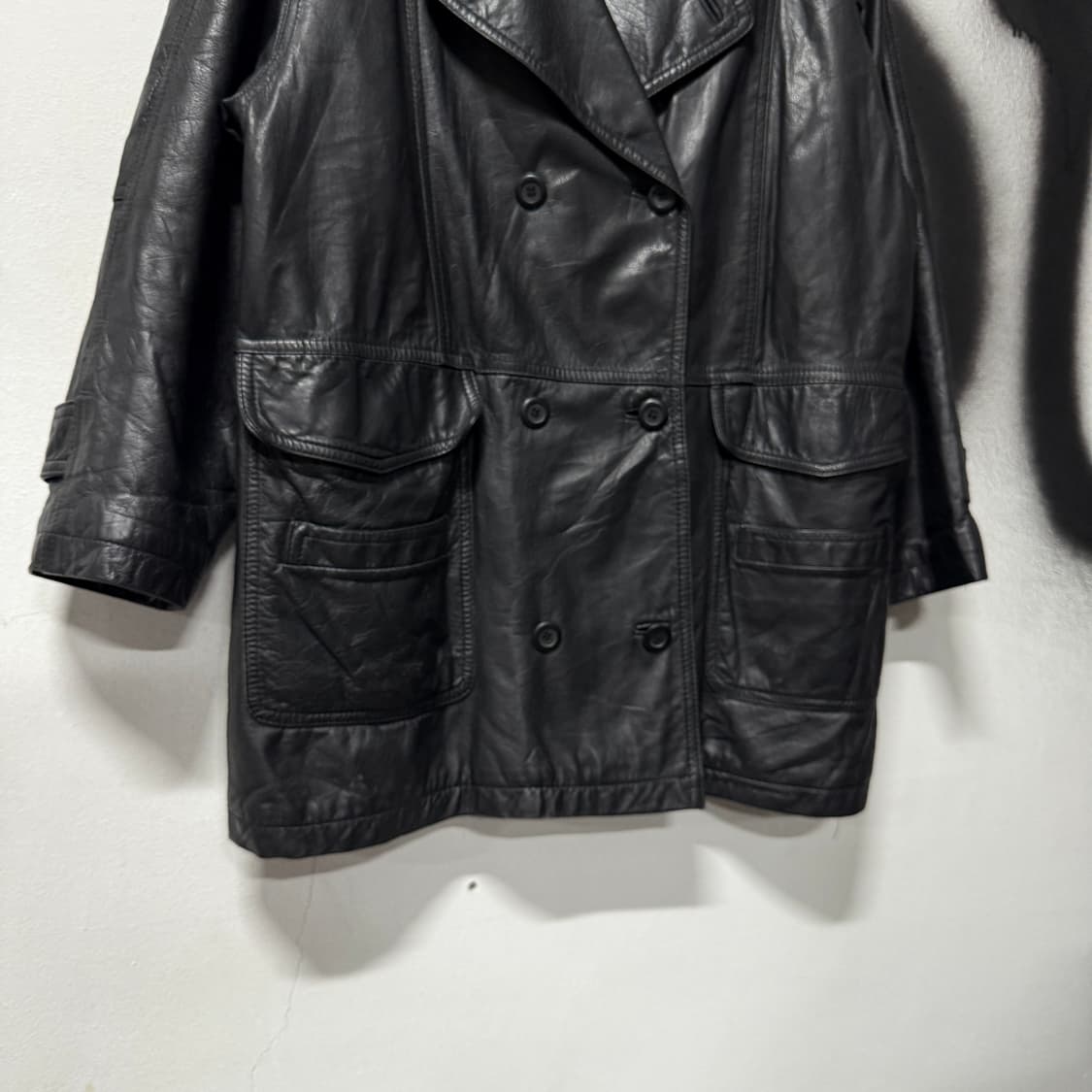 VTG 빈티지 100% 카우 레더 소가죽 더블 버튼 코트 상품이미지4