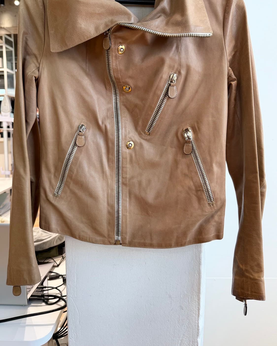 마르니 브라운 레더 라이더 자켓  상품이미지6