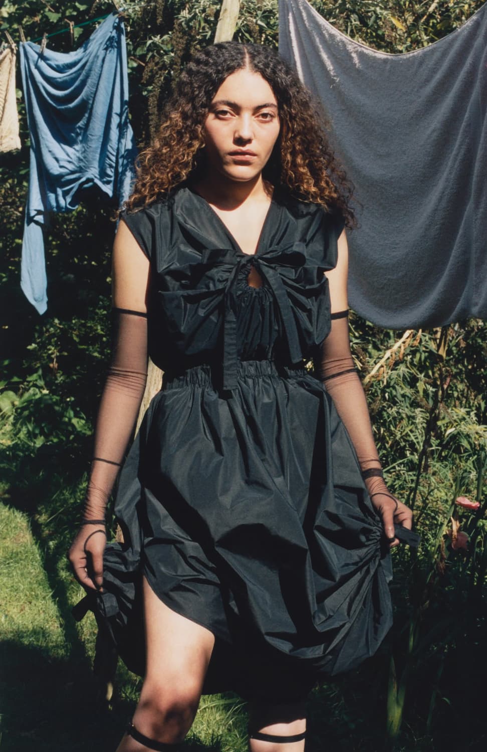 웨드 스튜디오 태피터 시그니처 타이 스커트 블랙 상품이미지5