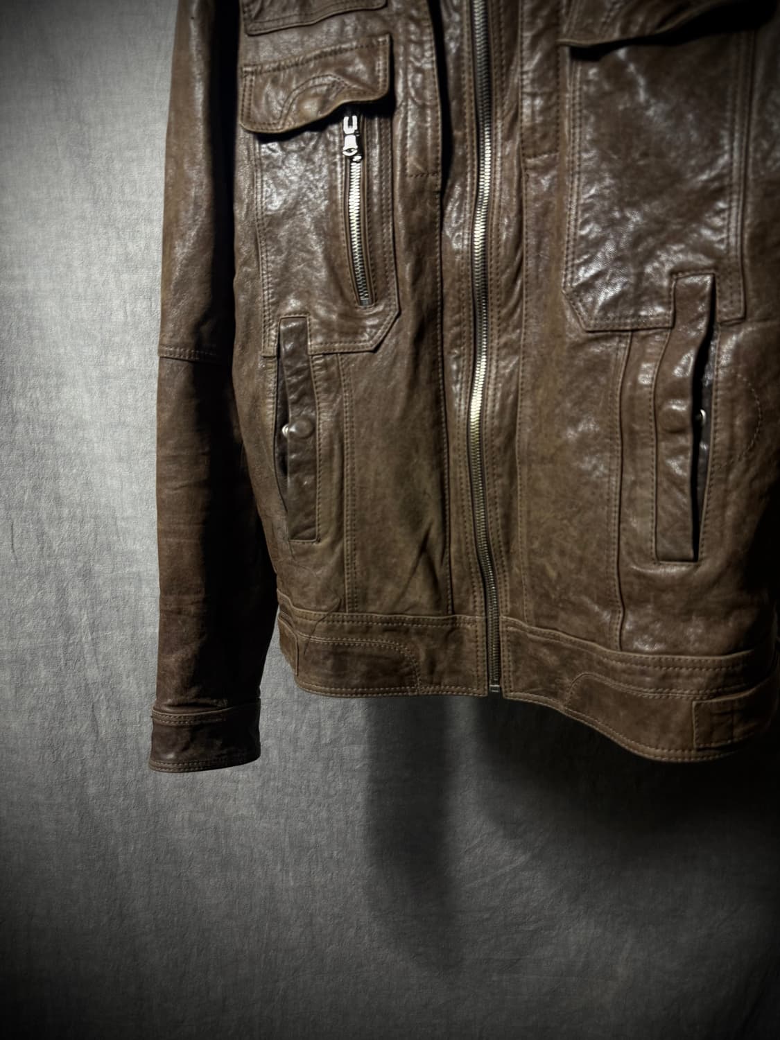 Lambskin Military Moto Leather Jacket  상품이미지3