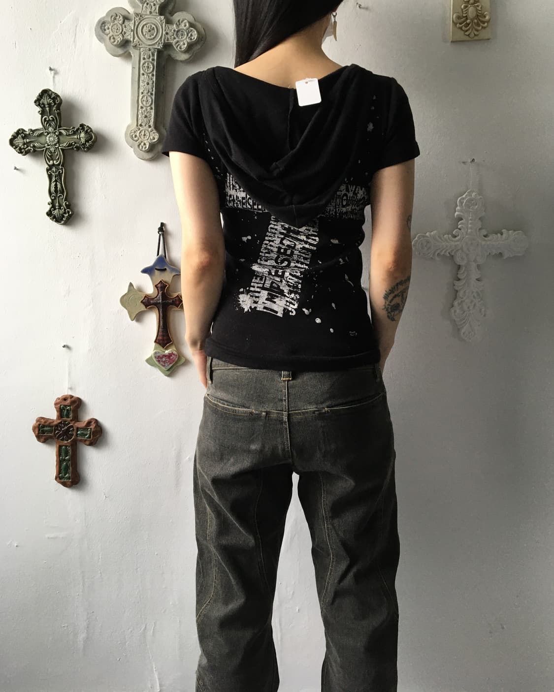 Lettering printing hood t shirt 상품이미지5