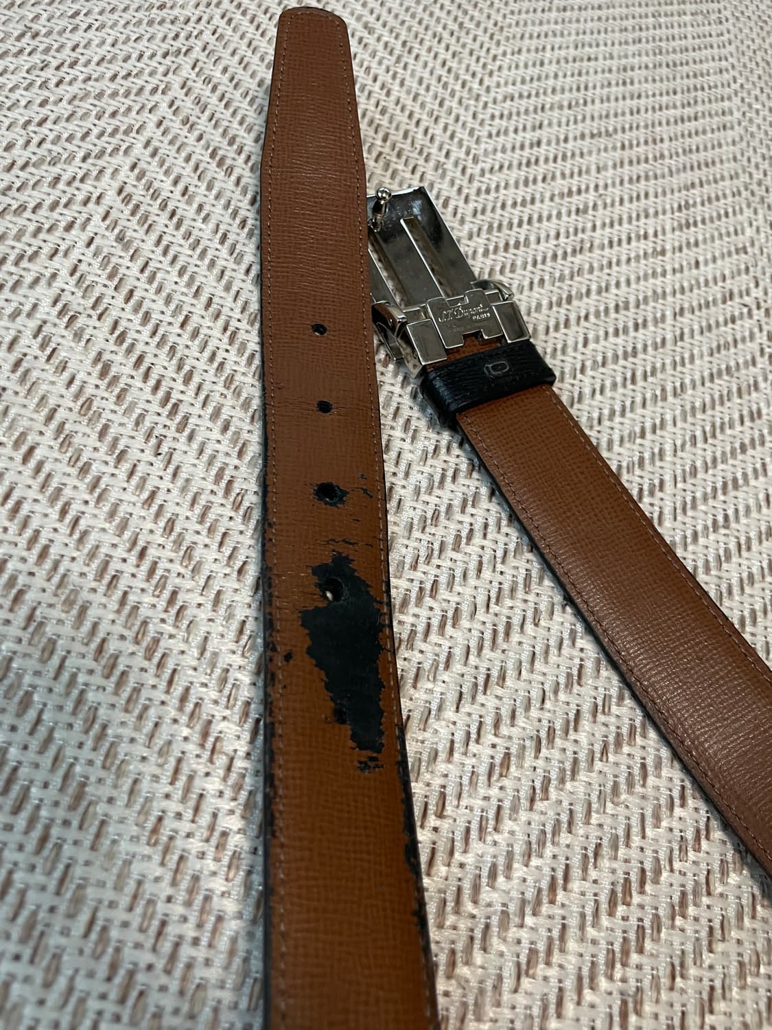 S.T. Dupont 실버 레더 벨트 J03821 상품이미지5