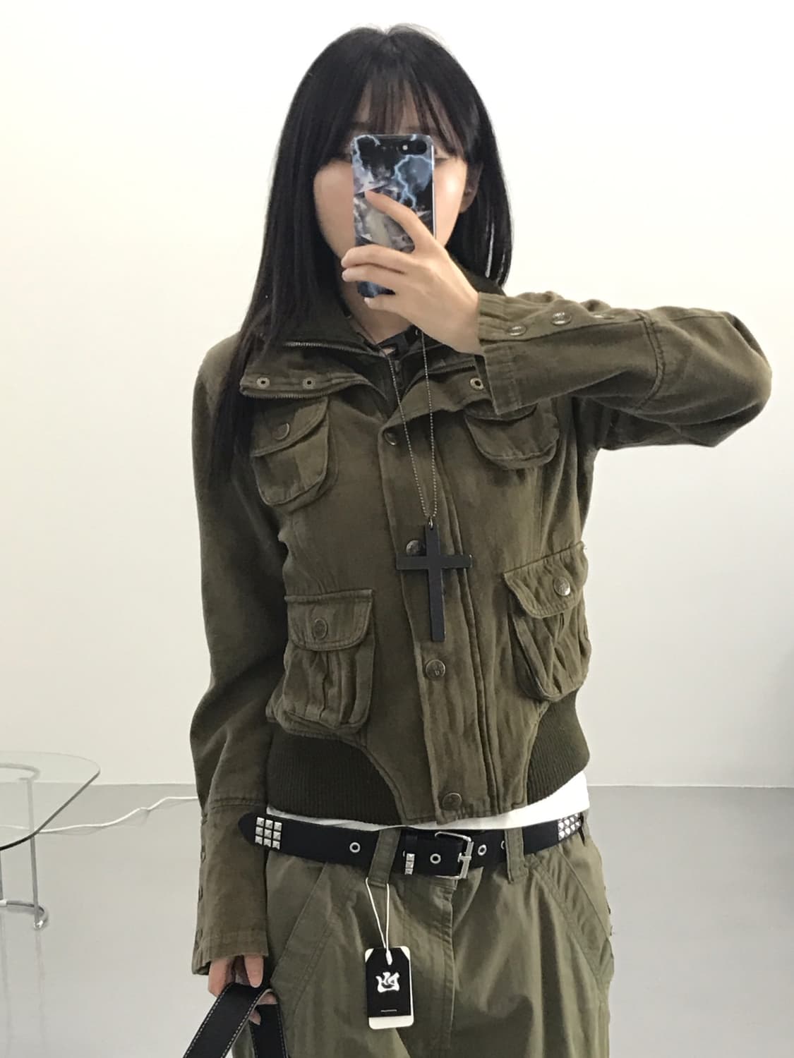 Pumpkin Y2k Khaki Military Jackets 상품이미지1