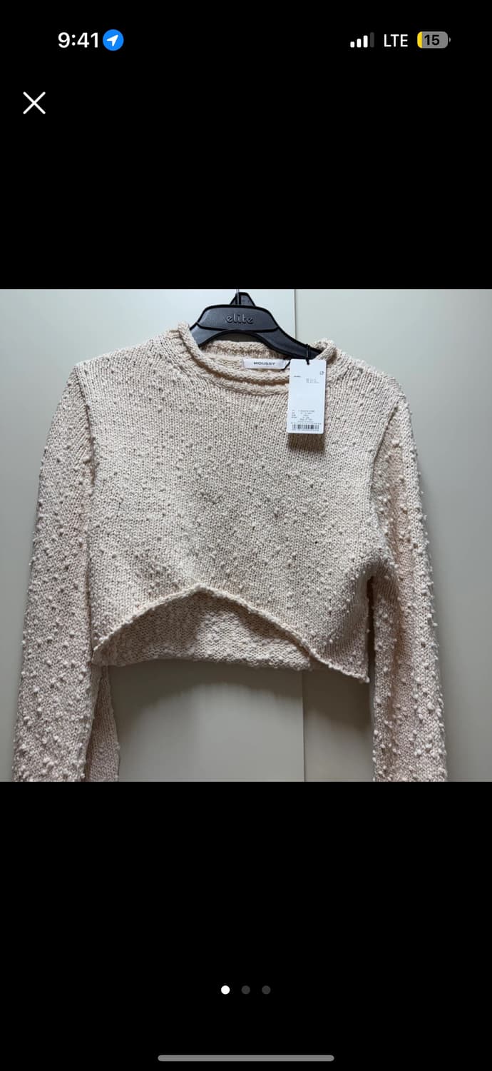 새상품) 일본직구 마우지 MOUSSY 크롭 니트 화이트 상품이미지1