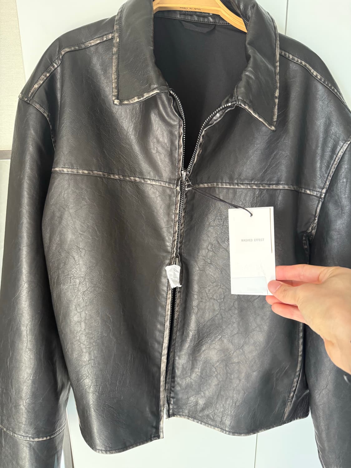 ZARA 가죽자켓 남성 XL 워싱 페이크 레더 자켓 상품이미지1