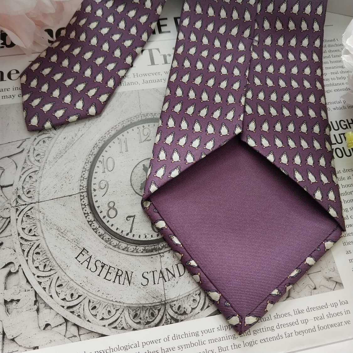 에르메스 실크 펭귄 패턴 퍼플 넥타이 9.4cm A+등급 K1321
 상품이미지6