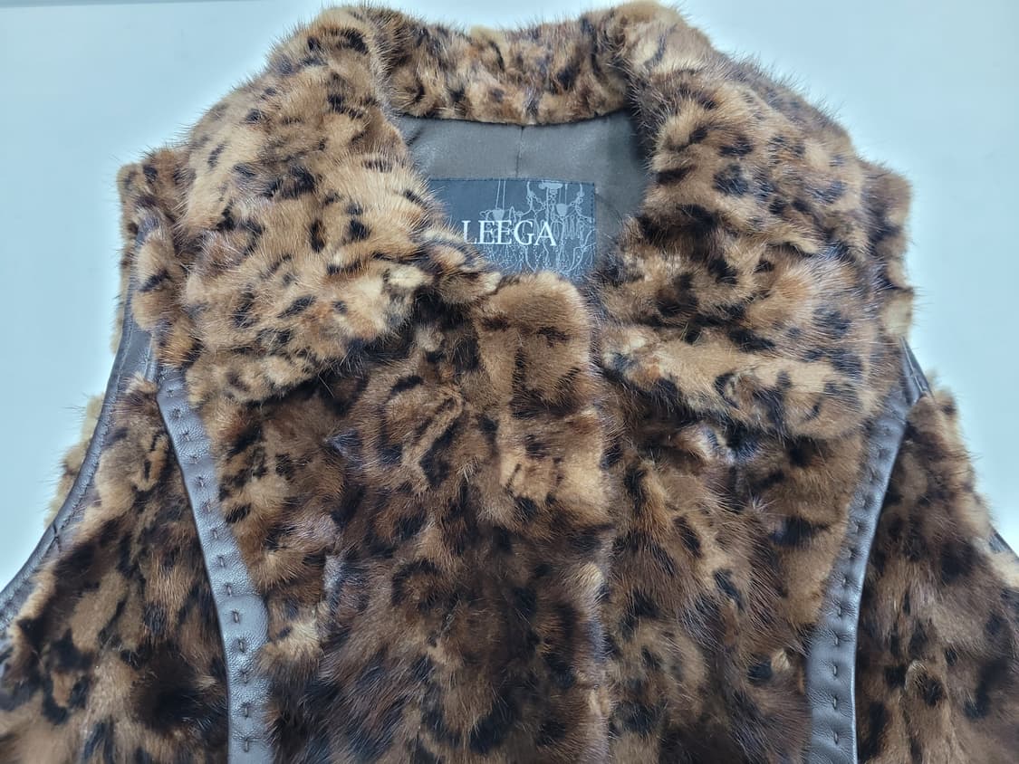 LEEGA 리가 양가죽 레오파드 밍크 베스트 / 여 85 브라운
 상품이미지3