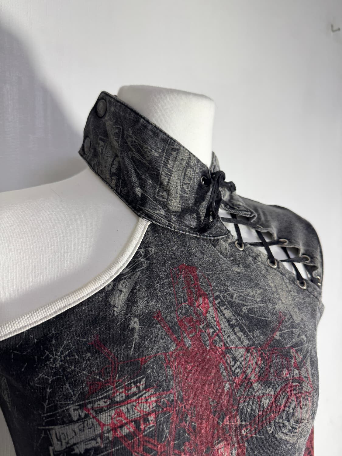 h. anarchy 올오버 프린트 하이넥 탑 y2k 고딕 펑크 vkei 상품이미지8