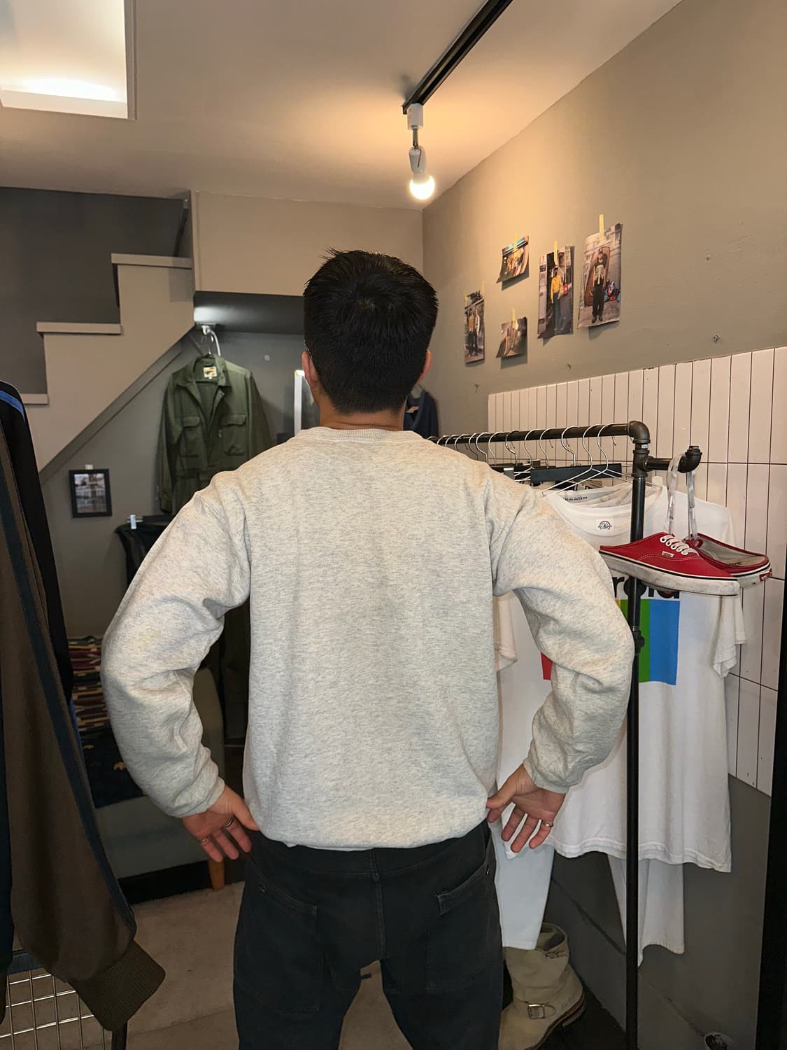 90‘s Champion NYU logo cotton sweatshirt 상품이미지4