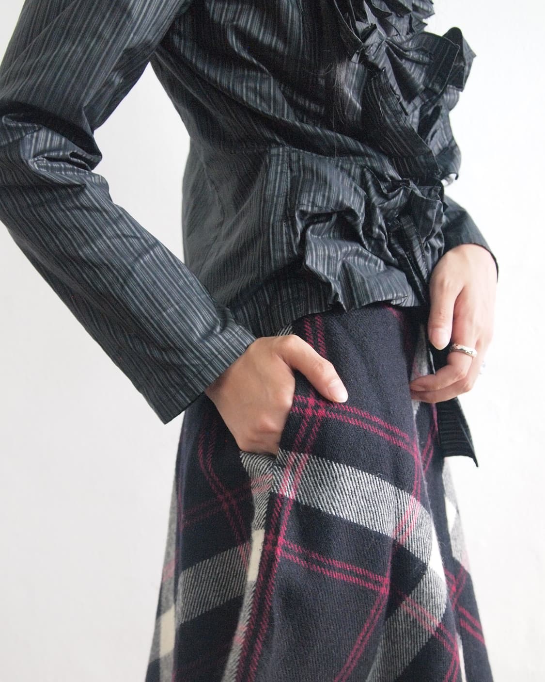 agnes b 체크 울 미니스커트 상품이미지3