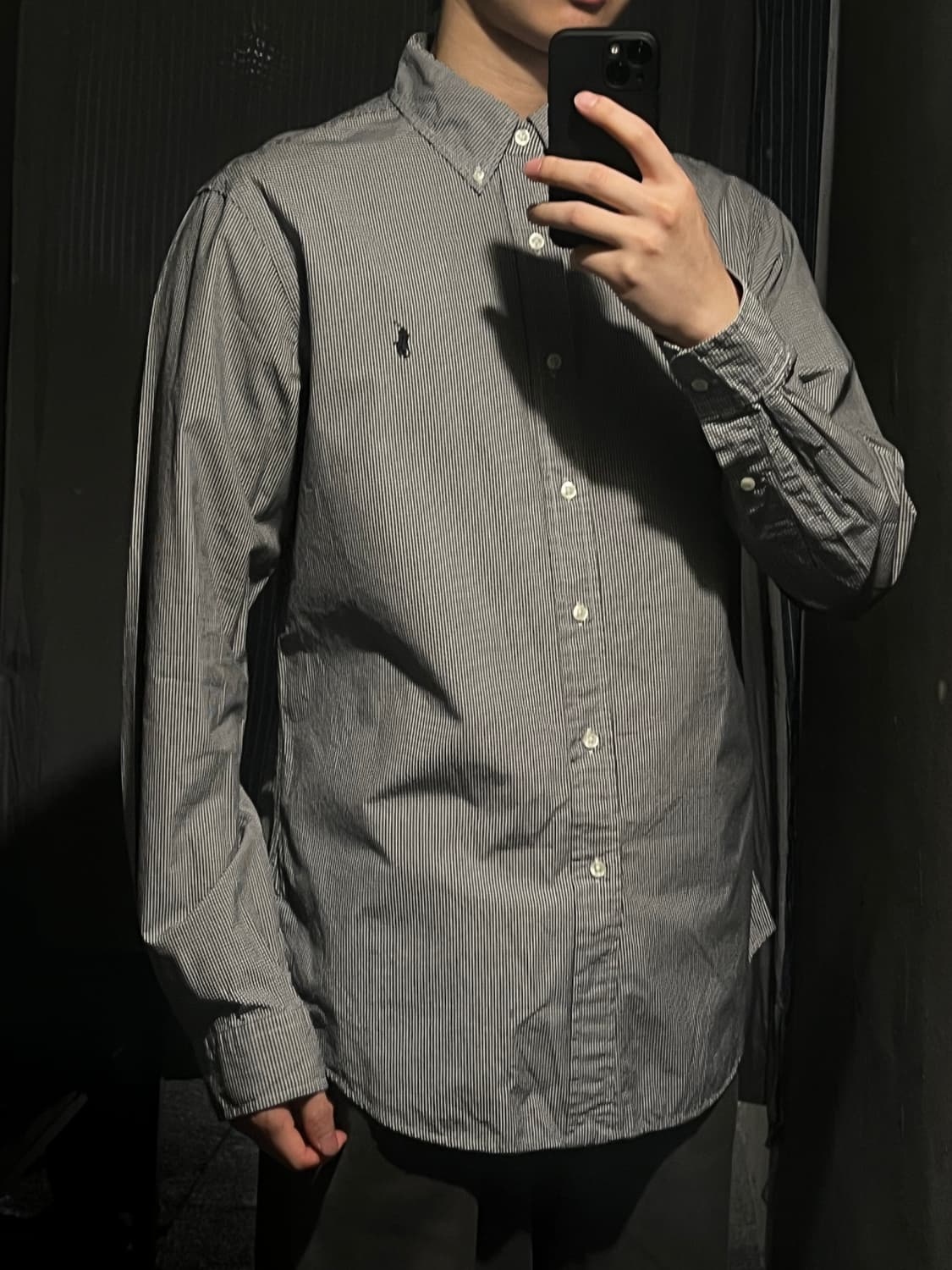 폴로랄프로렌 블랙 화이트 체커패턴 블랙포니 슬림핏 코튼 남방 셔츠 L 상품이미지1