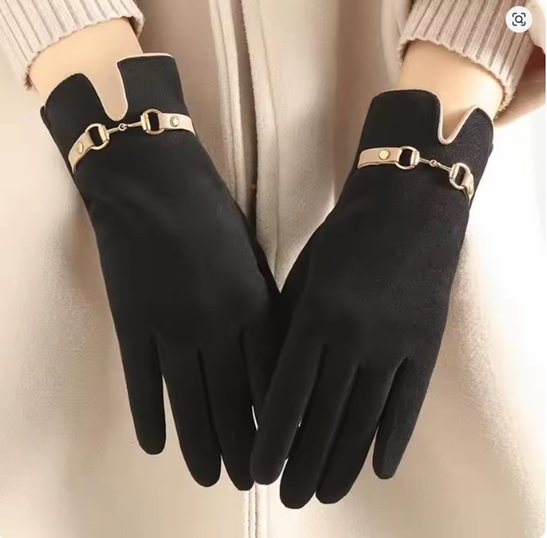 버클장식 스웨이드 장갑 블랙 (새상품) 상품이미지3