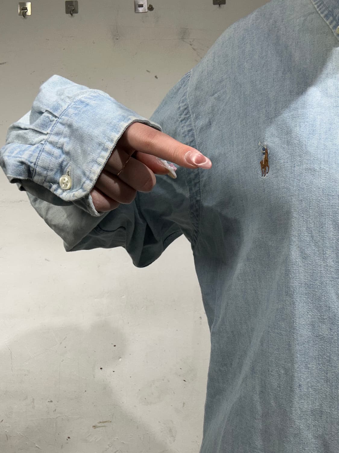 폴로 랄프 로렌 데님 커스텀핏 청 셔츠 L 상품이미지4