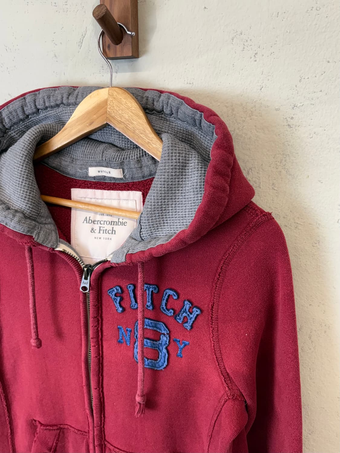 아베크롬비 빈티지 버건디 후드집업 상품이미지5