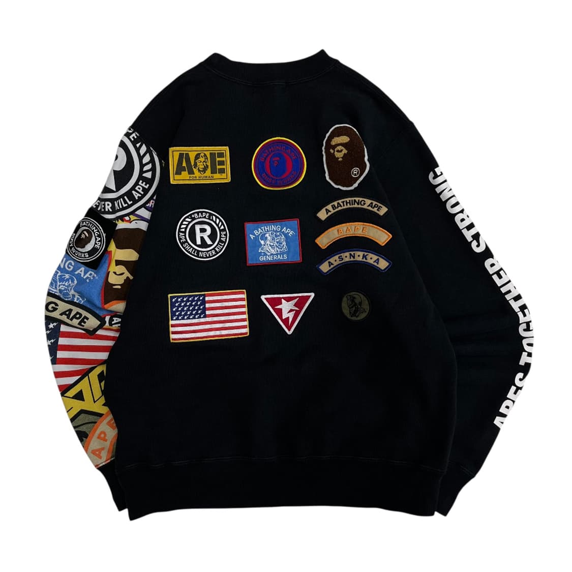 에이프 백패치 블랙 맨투맨 L 상품이미지5