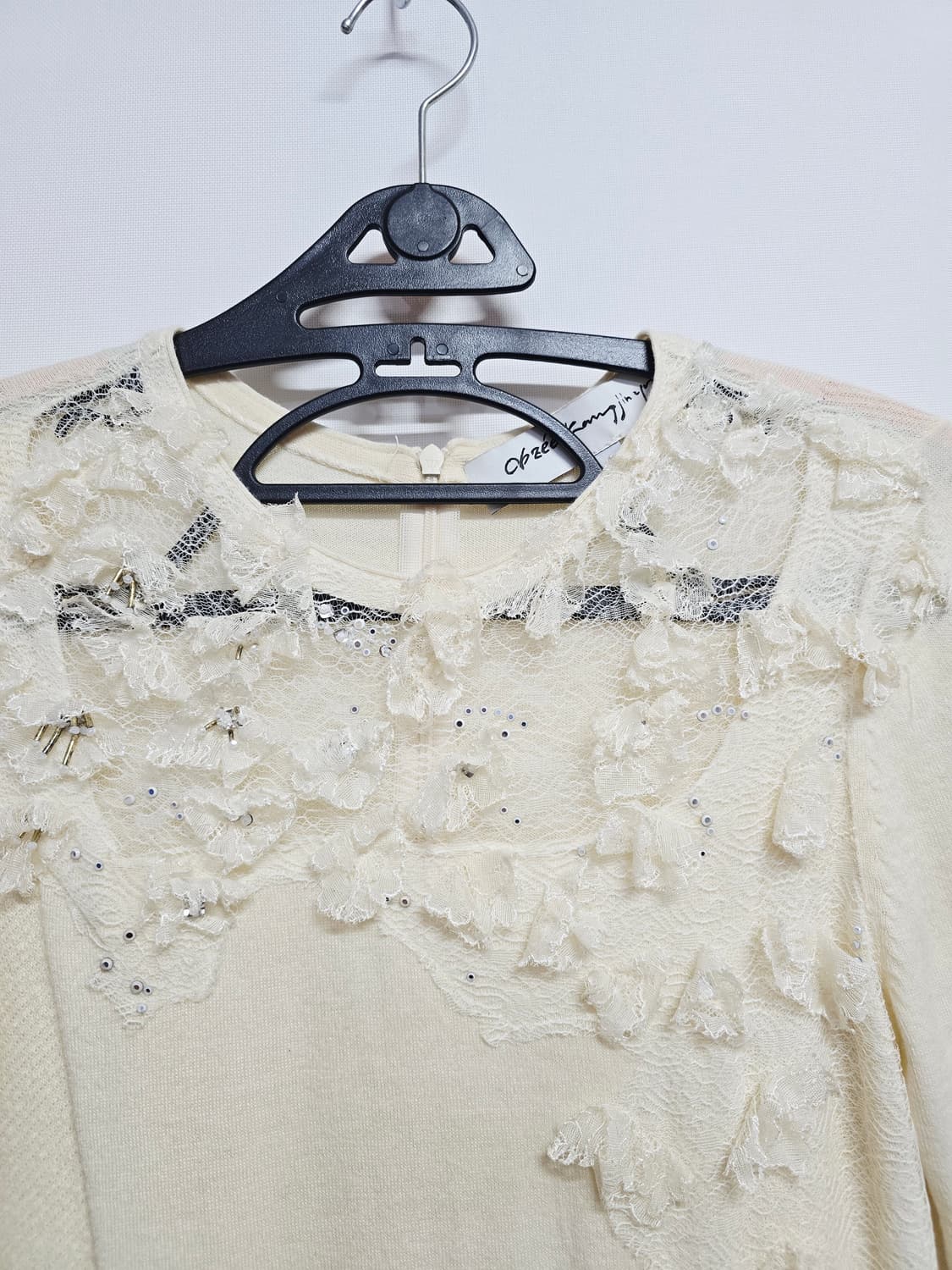 오브제  레이스 반팔 니트 상품이미지2