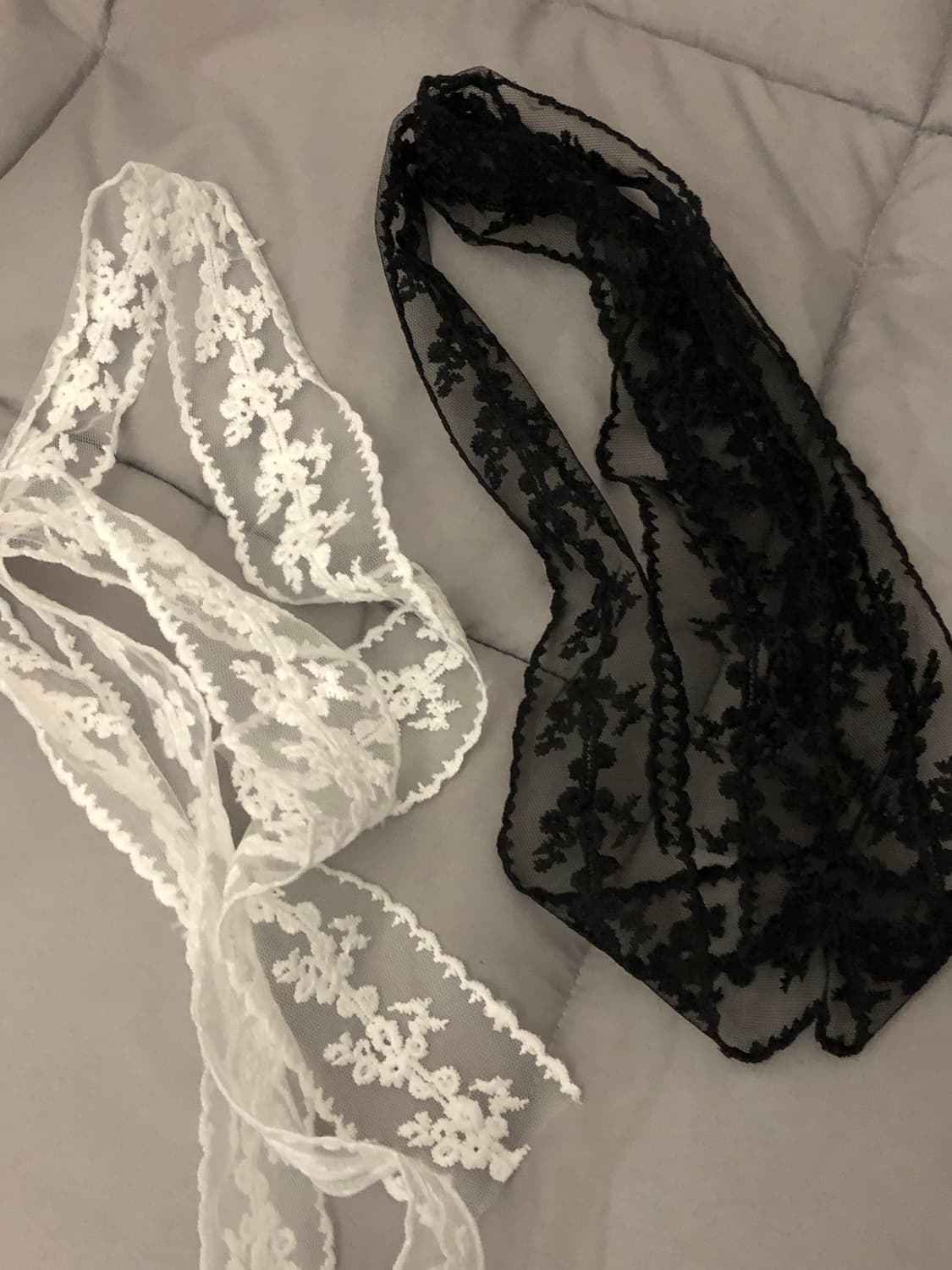 레이스 스카프 화이트/블랙 상품이미지1