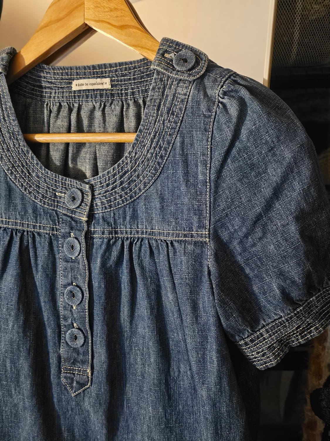 왕단추 데님 모리걸 미디원피스 상품이미지2