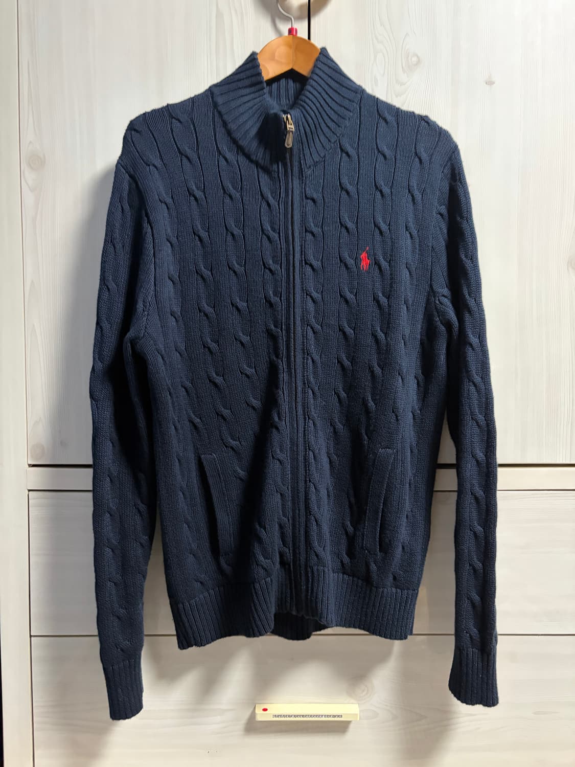 폴로 랄프로렌 케이블 니트 집업 네이비M 상품이미지1