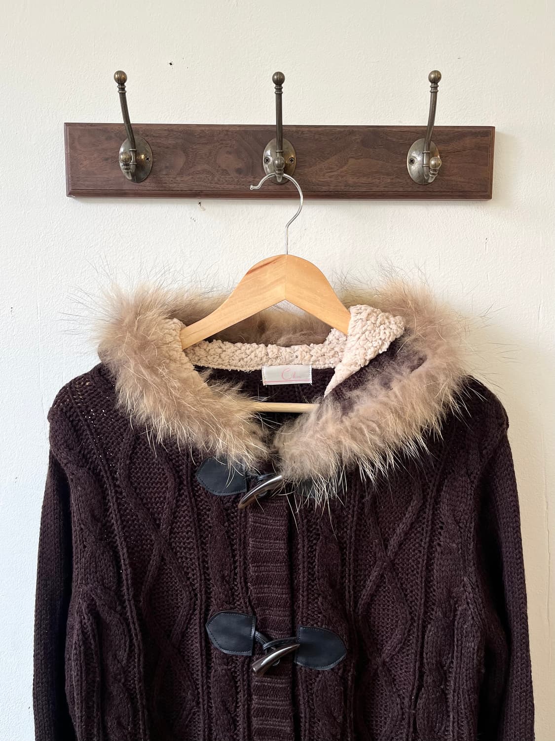 Chou 라쿤 퍼 스웨터 후드 상품이미지2