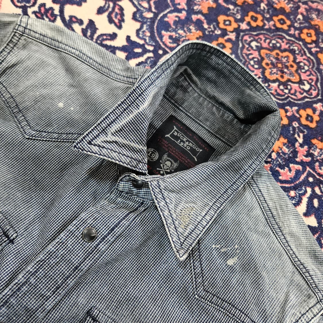 버커루1950 빈티지 워시드 패인팅 웨스턴 데님 셔츠 상품이미지6