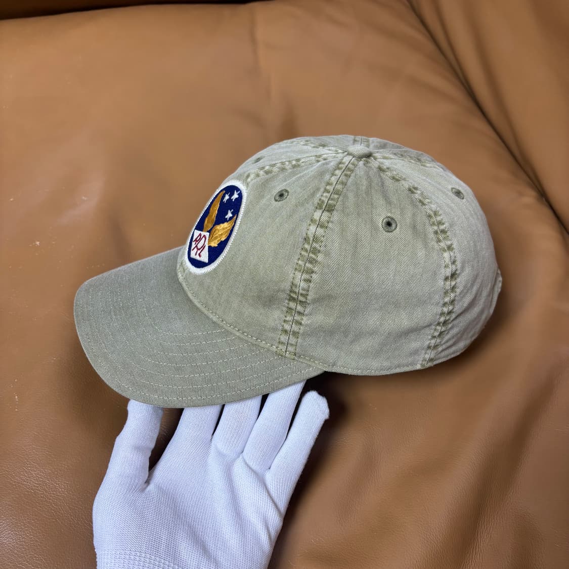 RRL 더블알엘 랄프로렌 폴로 윙로고 6패널 볼캡 모자 워시드 카키 상품이미지4