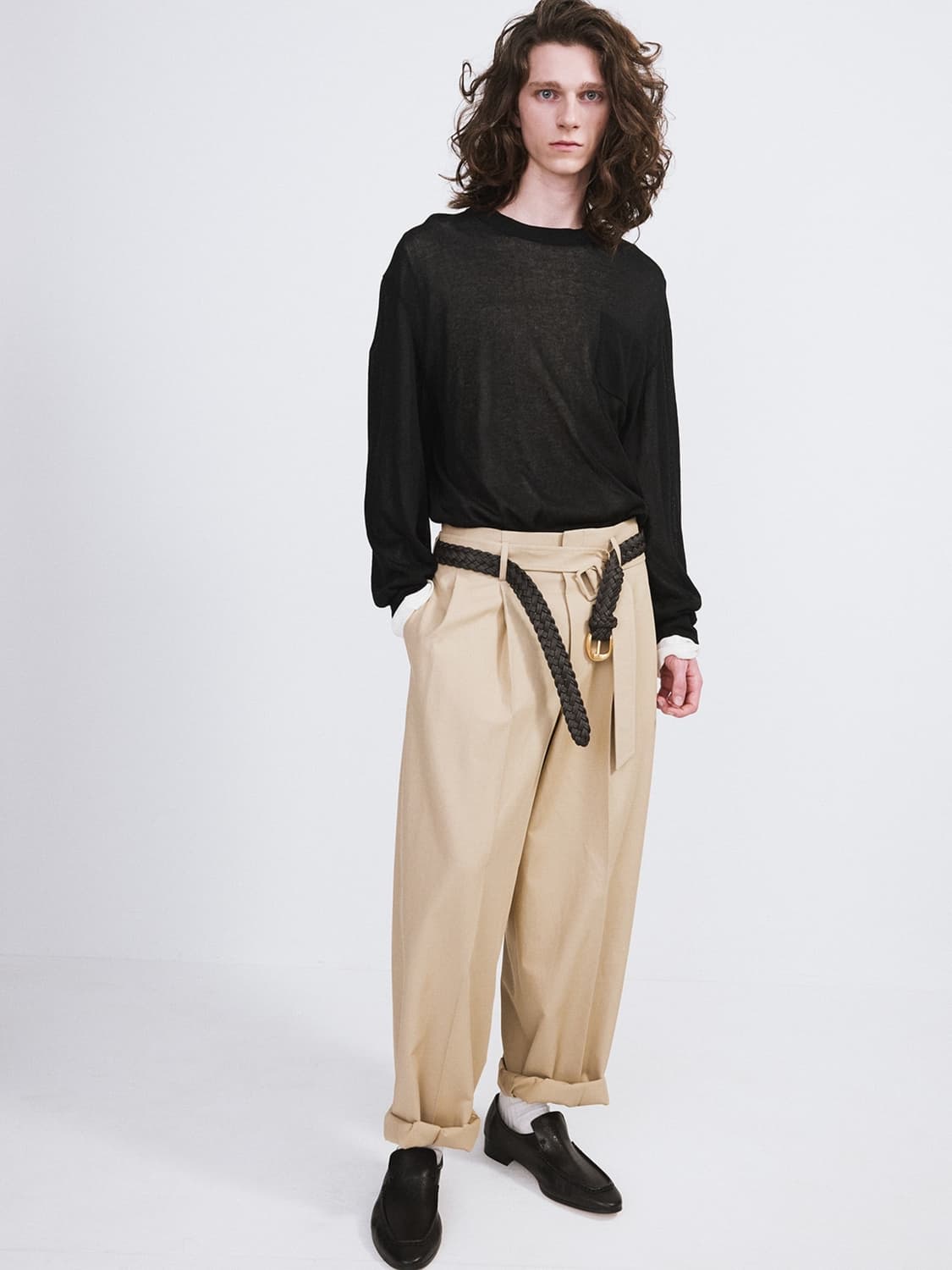 렉토 26SS 루즈핏 라운드넥 포켓 니트 탑 블랙 상품이미지2