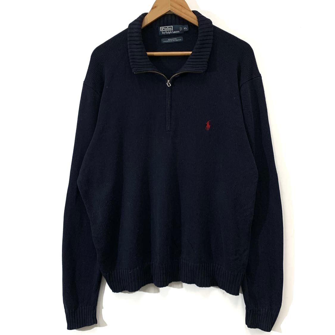 폴로 코튼 네이비 반집업 니트 상품이미지1