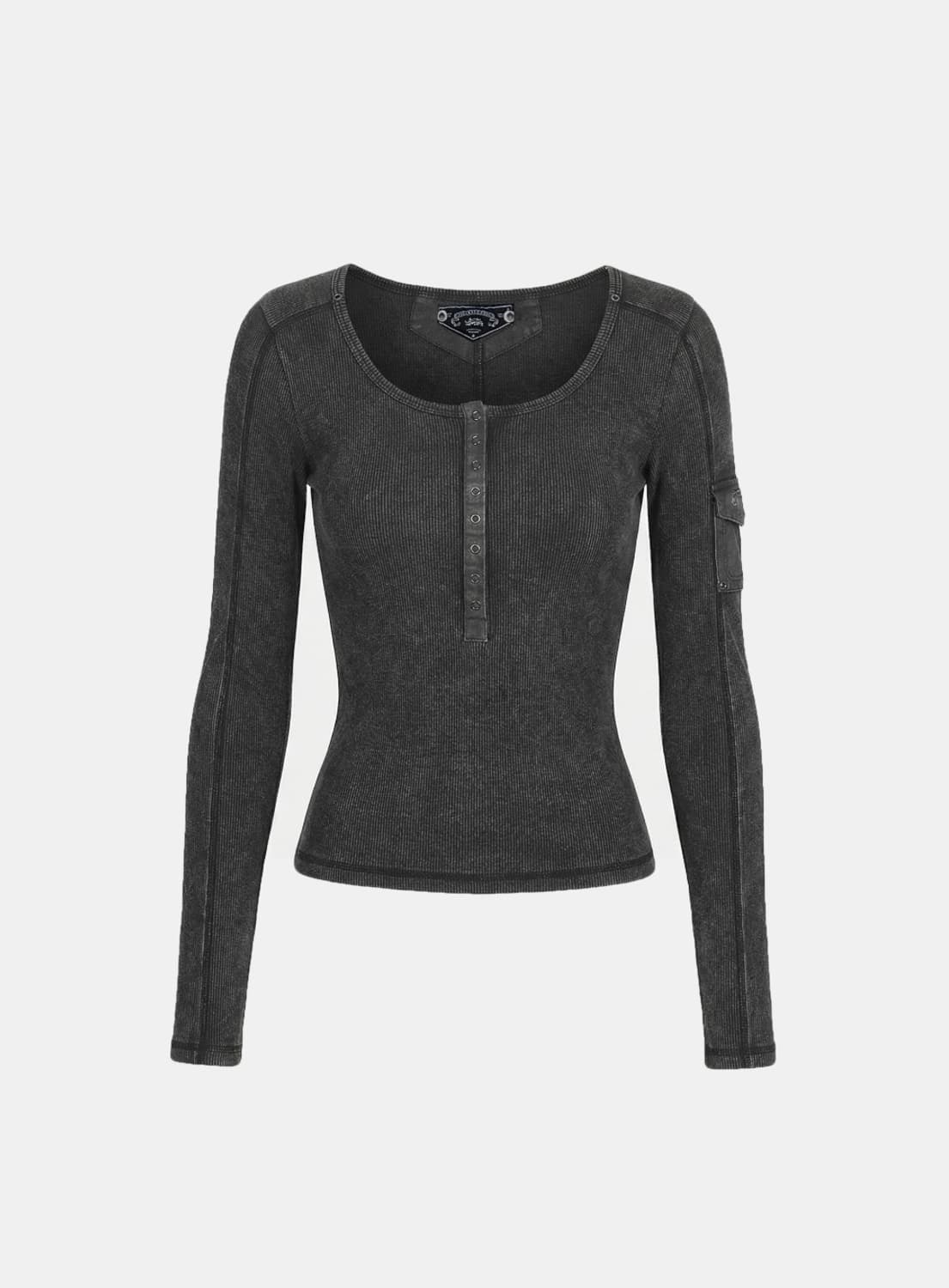 배드블러드 Henley Neck Long Sleeve [Black] 상품이미지1