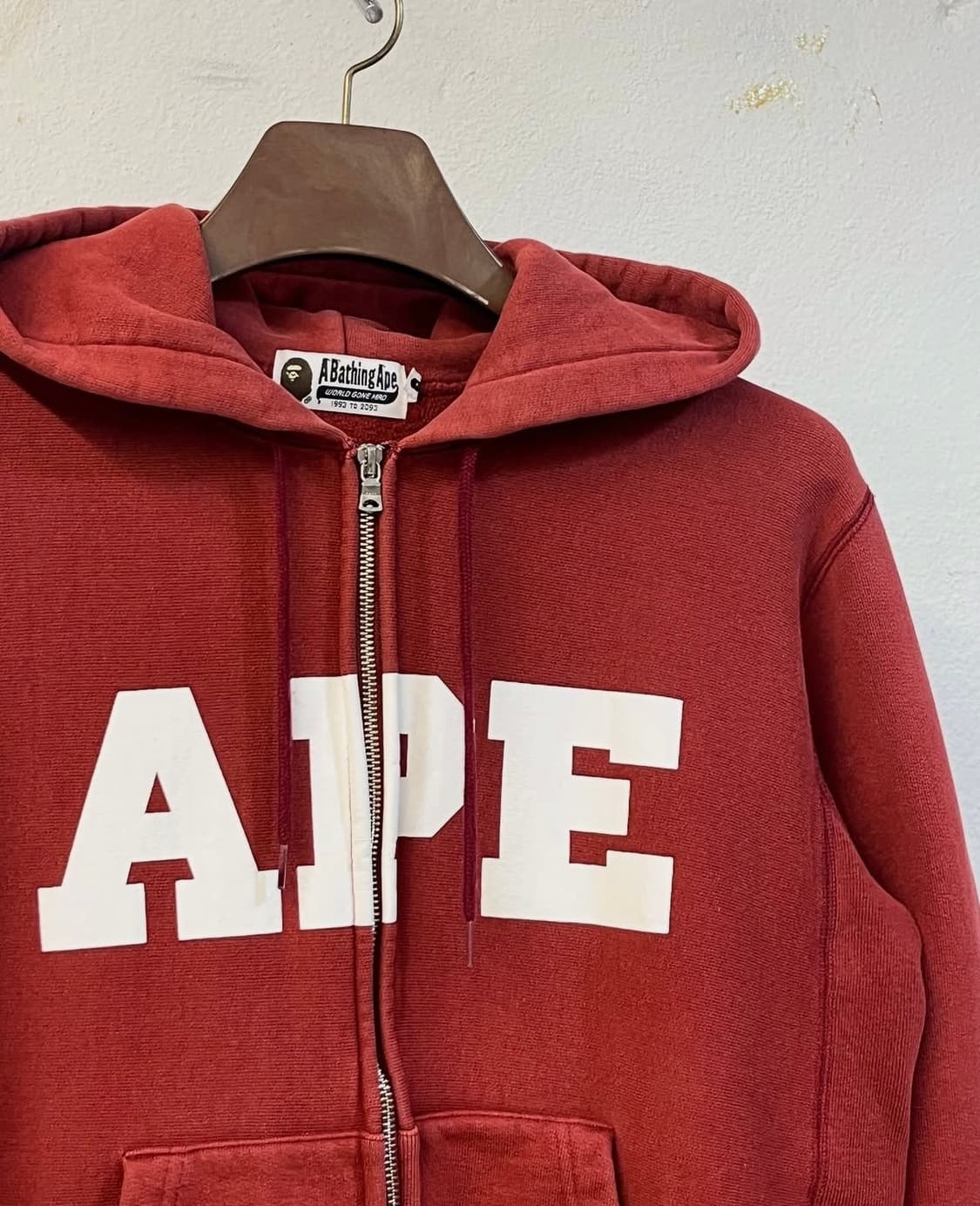 베이프 버건디 후드 집업 상품이미지4