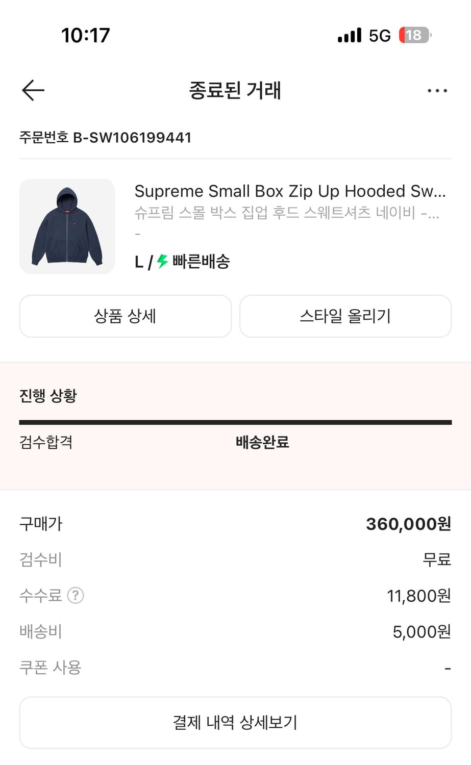 슈프림 스몰 박스 집업 후드 스웨트셔츠 네이비 - 24FW 상품이미지2