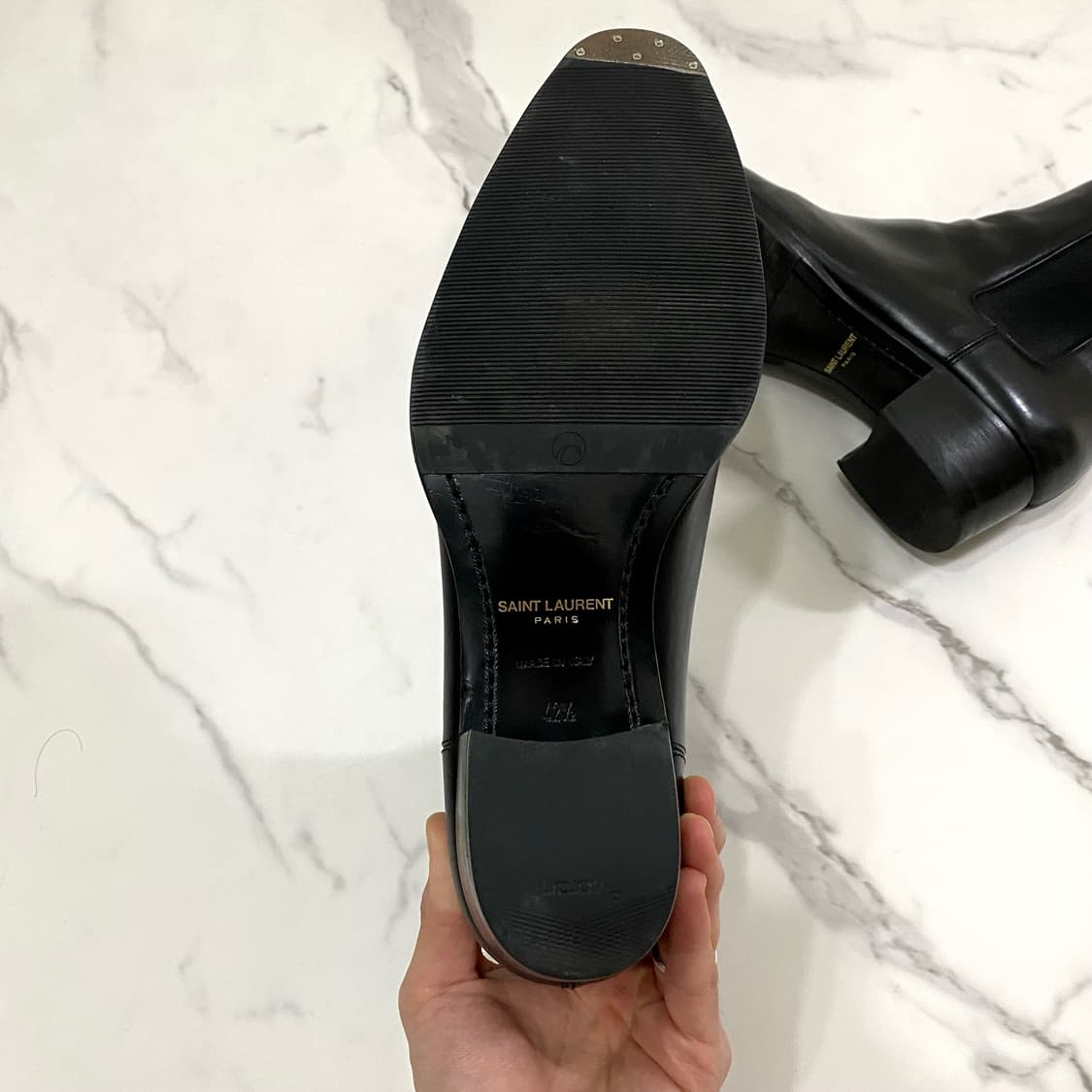 (42.5) 생로랑 레더 와이어트40 첼시 부츠 블랙 상품이미지5