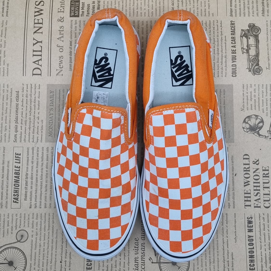 반스 체커보드 오렌지 남성슬립온265 상품이미지2
