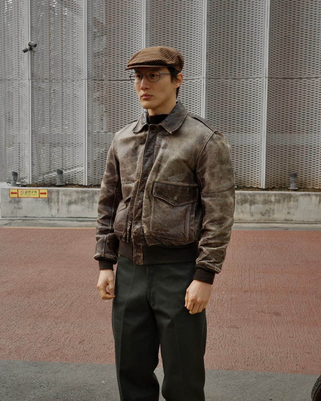 빈티지 디스트레스드 하드 파티나 a-2 레더 자켓 상품이미지9