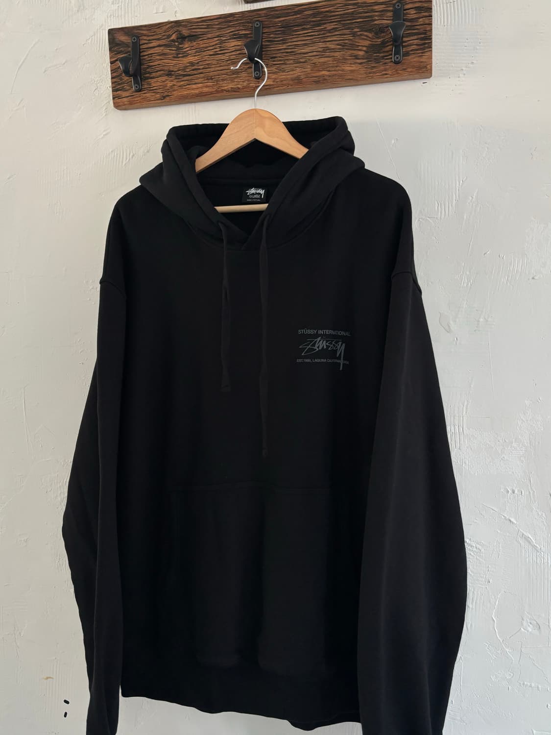 Stussy 스투시 블랙 스무스 인터내셔널 피그먼트 후드 상품이미지3