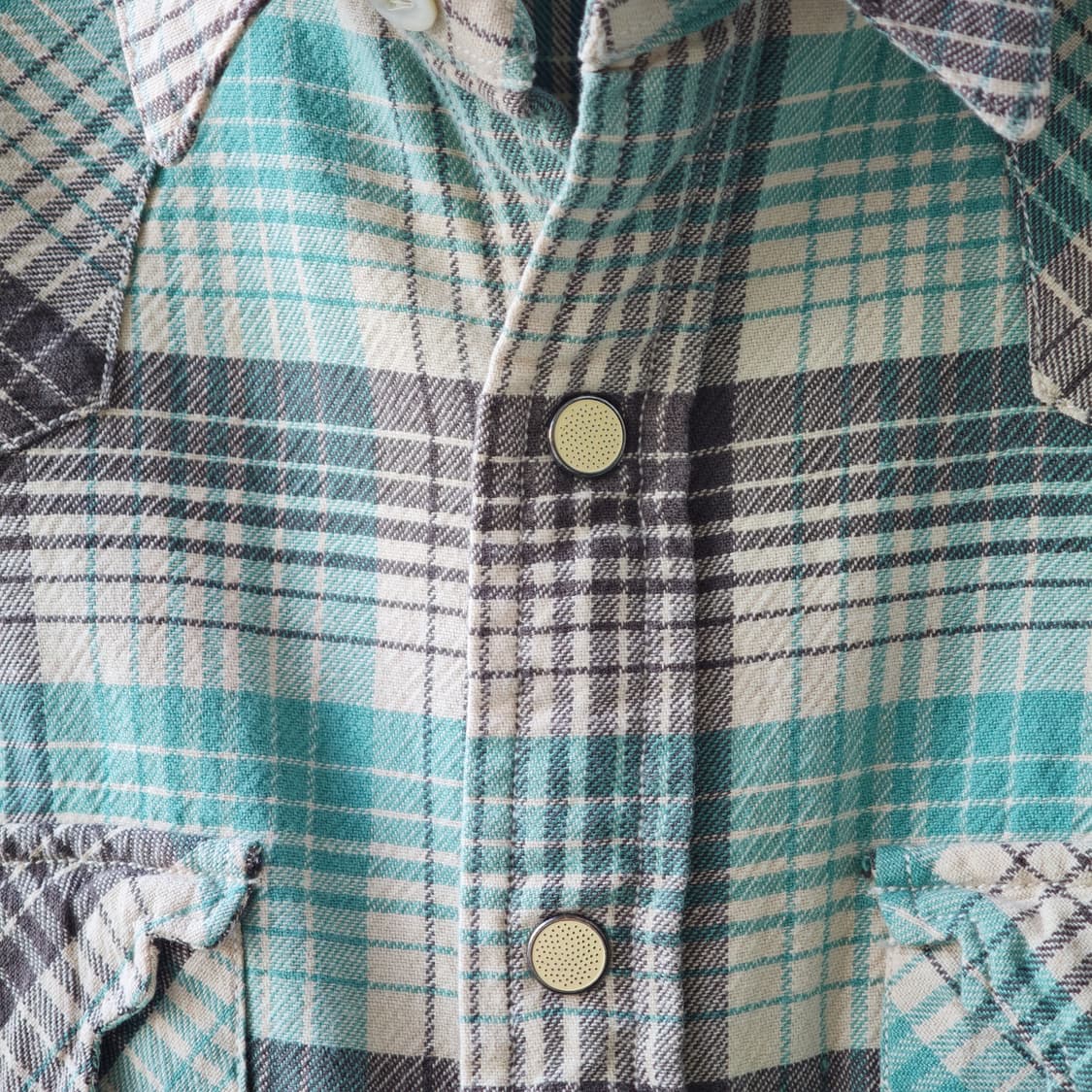 더블알엘 RRL 랄프로렌 플래드 웨스턴 셔츠 민트 차콜 그레이 L 상품이미지6