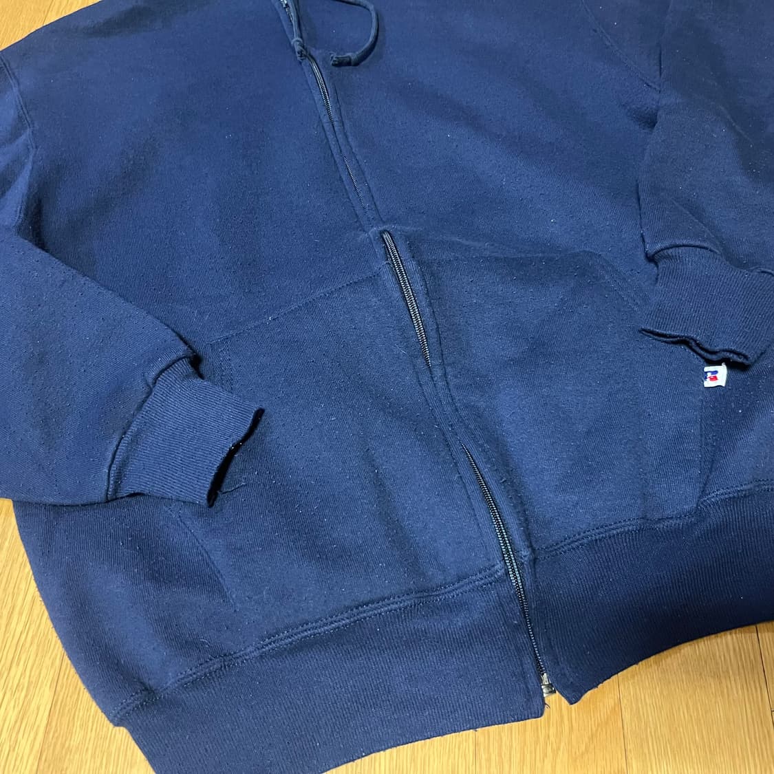 [L] 90s USA 빈티지 러셀 후드집업 네이비 상품이미지4