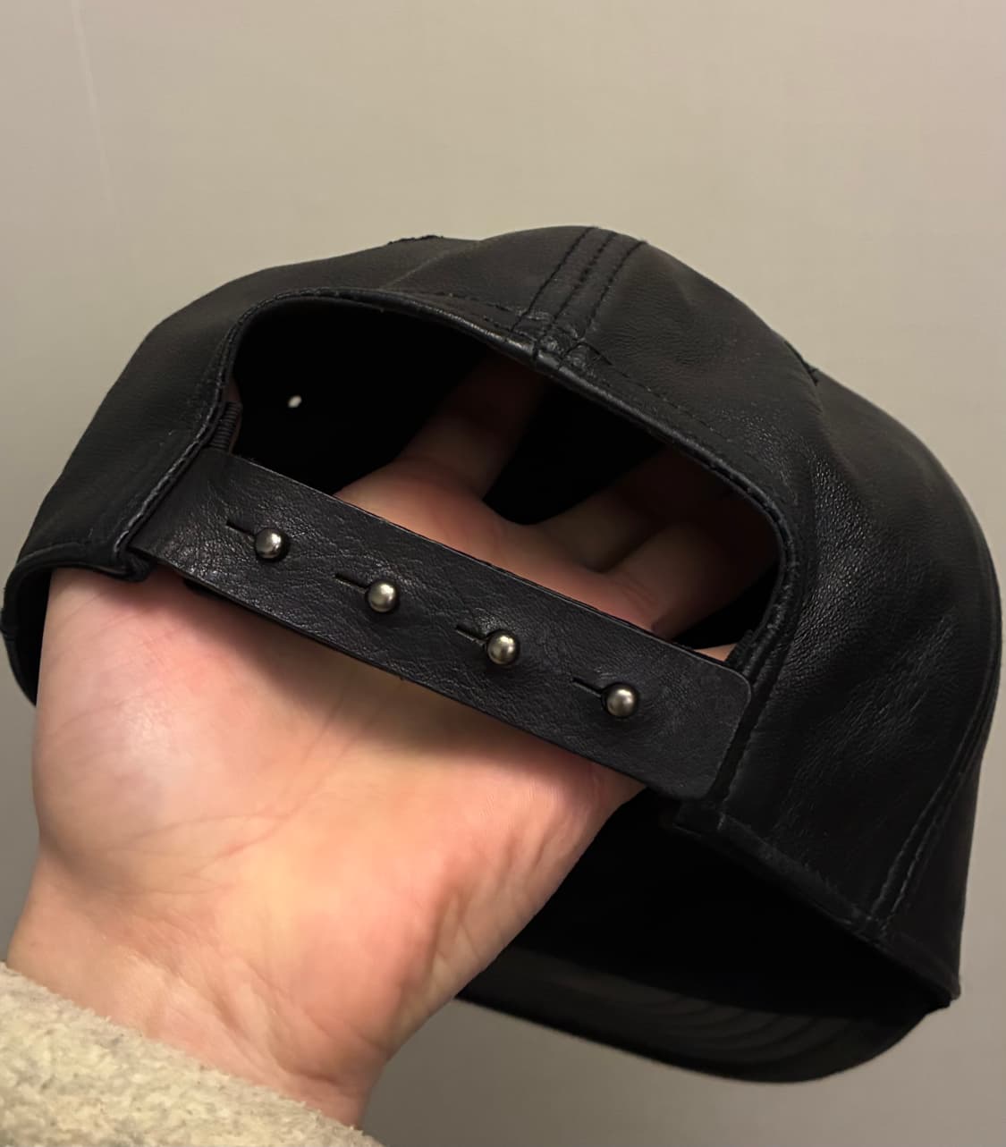 (F)릭 오웬스 다크쉐도우 카프스킨 레더 볼캡 모자 블랙 상품이미지6