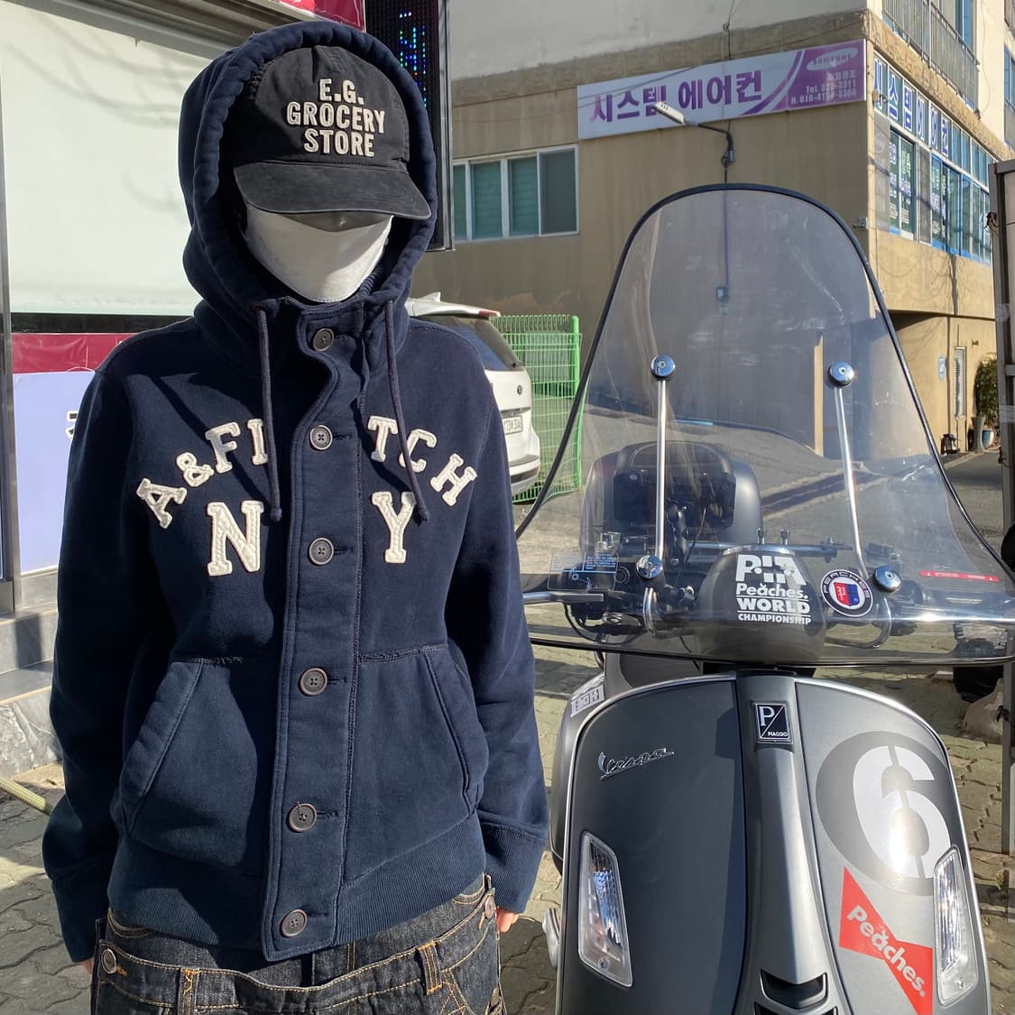 아베크롬비 & 피치 빈티지 로고 버튼 업 후드 자켓 상품이미지1