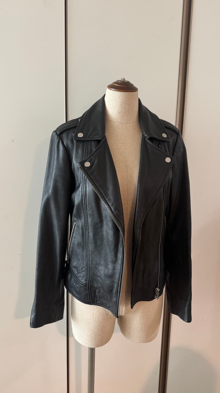 망고 블랙 리얼 가죽 라이더 자켓 상품이미지1