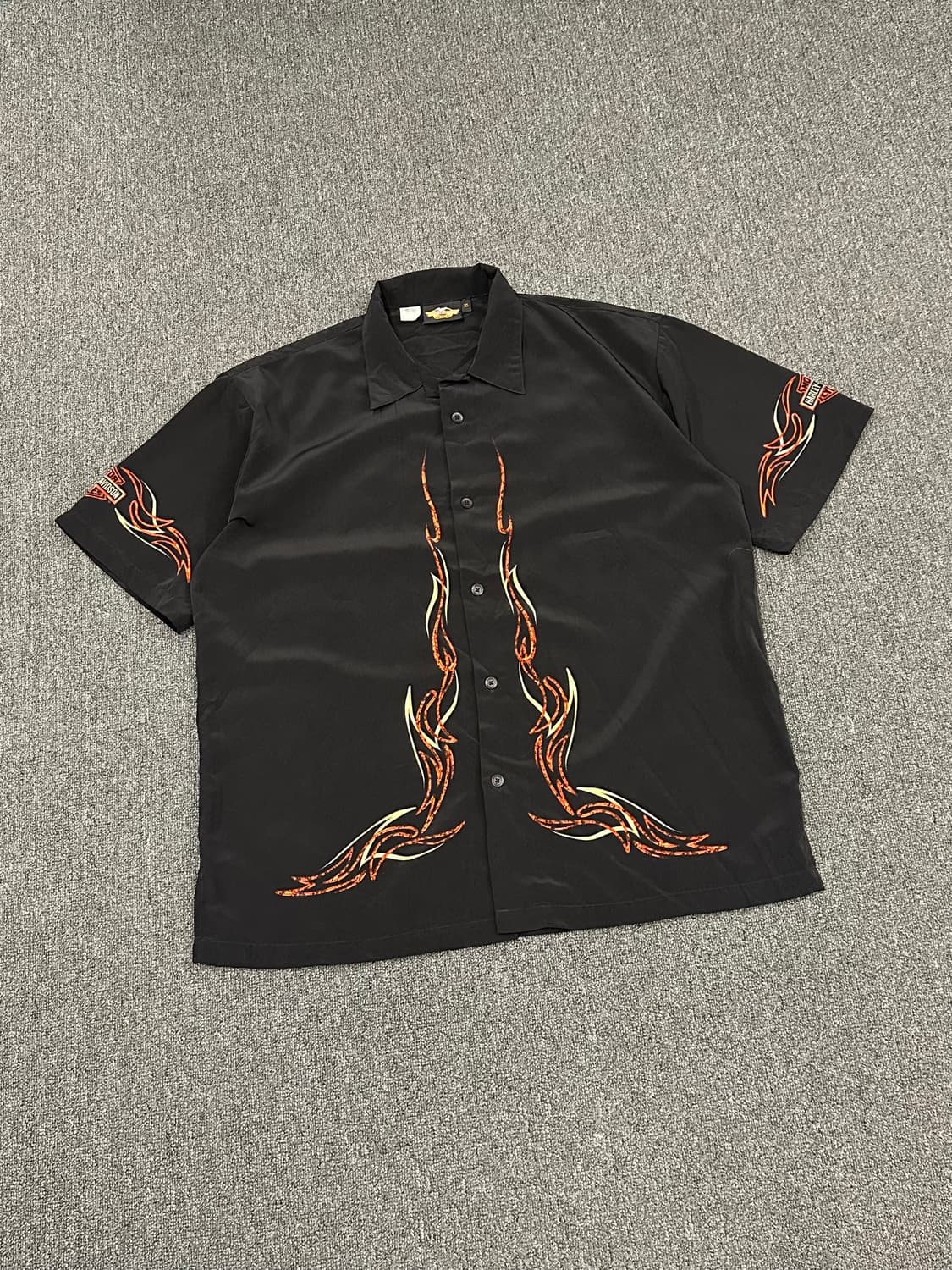 XL)할리데이비슨 빈티지 플레임 패턴 반팔셔츠 상품이미지2