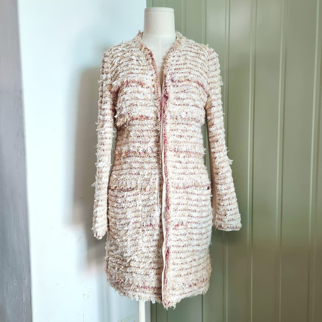 MICHAA 미샤 울혼방 트위드 롱자켓 (55) 상태최상/입을때 더 예쁨 상품이미지1