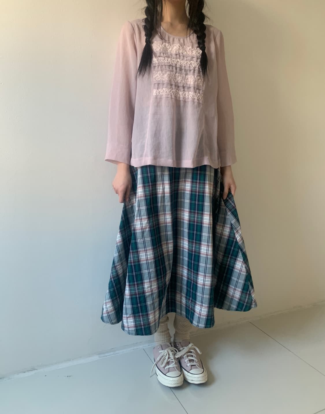 Check flare skirt 상품이미지3