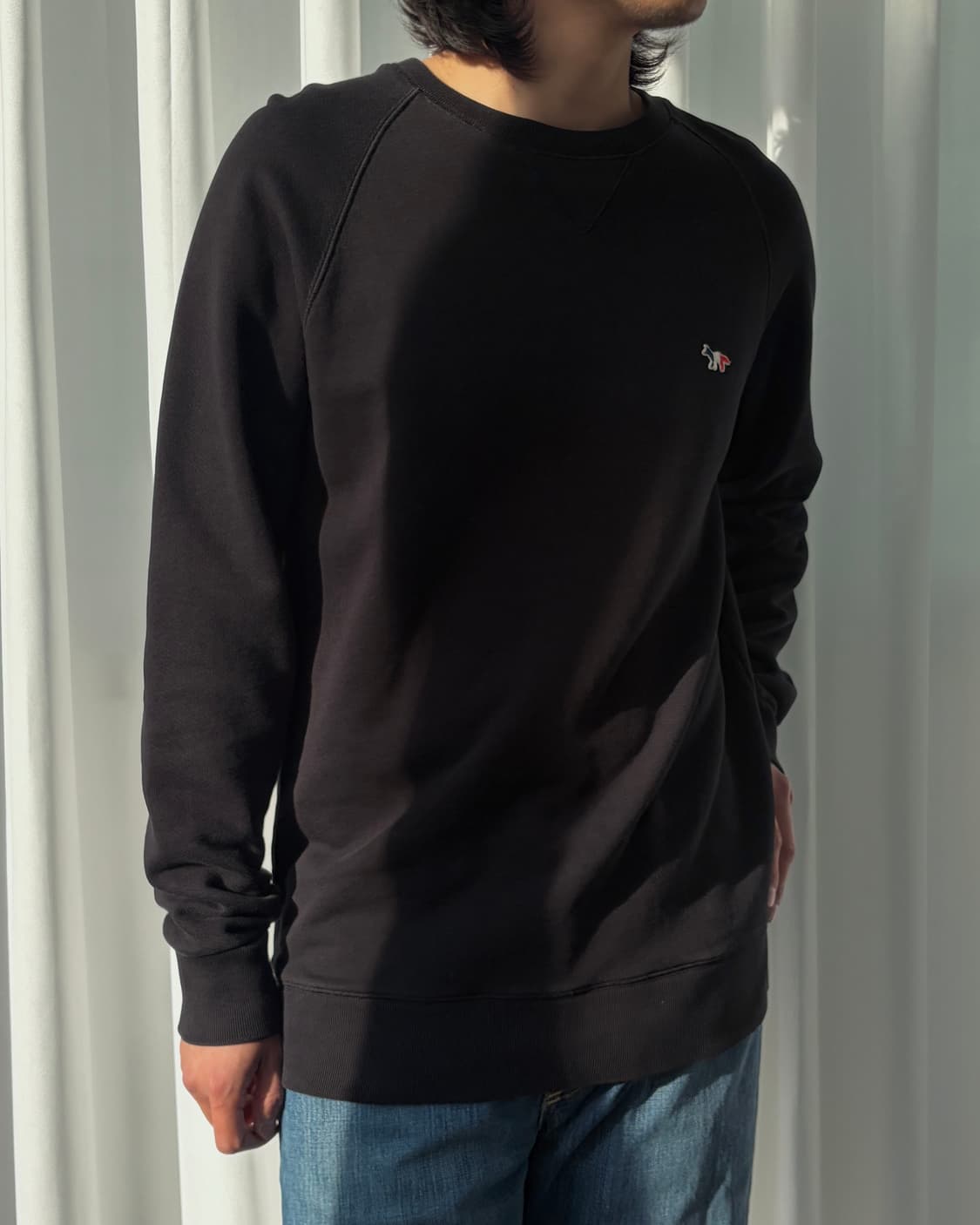 [L]메종 키츠네 트리컬러 폭스 패치 맨투맨 black 상품이미지1