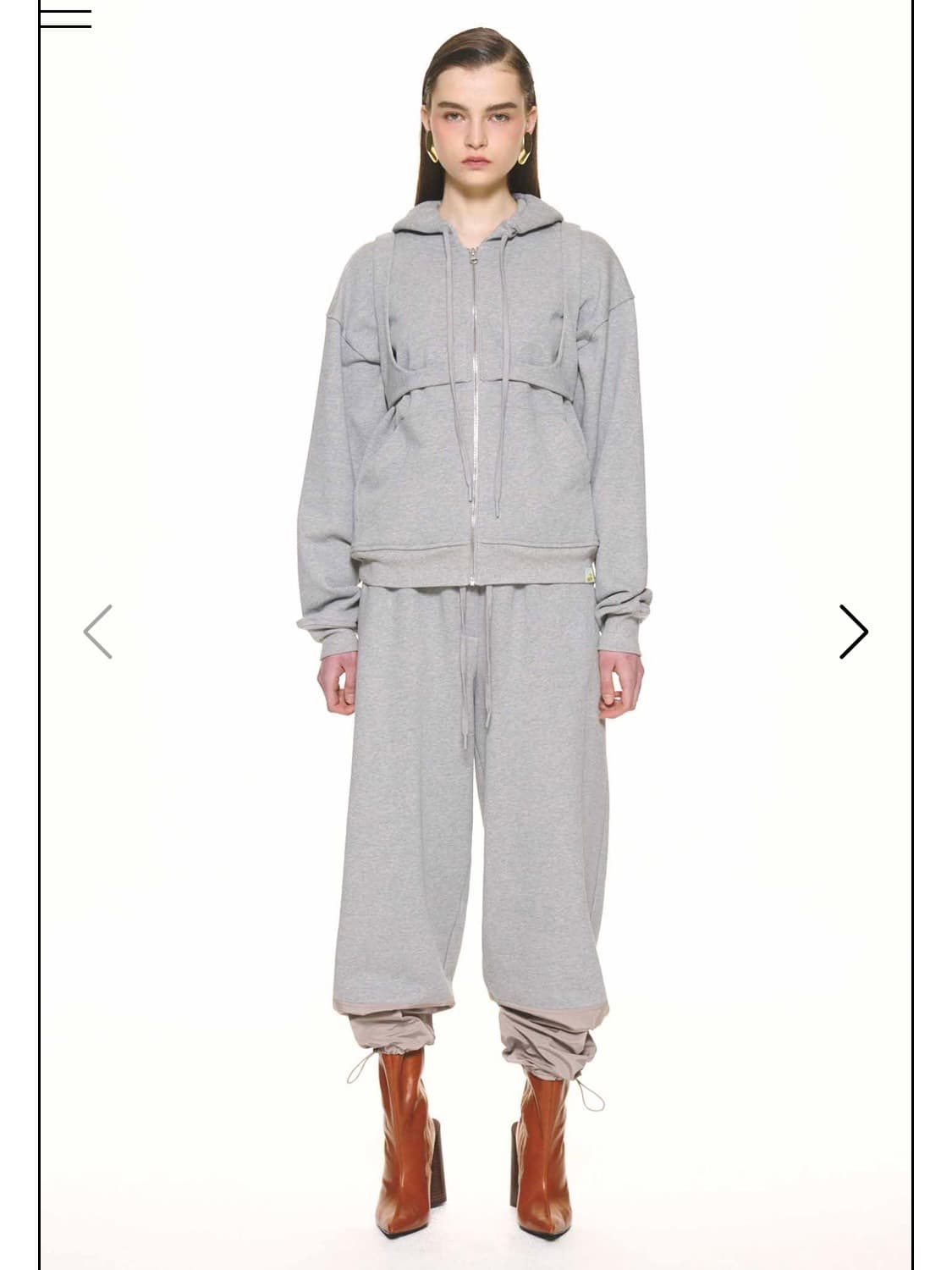 Pushbutton cut out bra hood zipup navy 상품이미지2