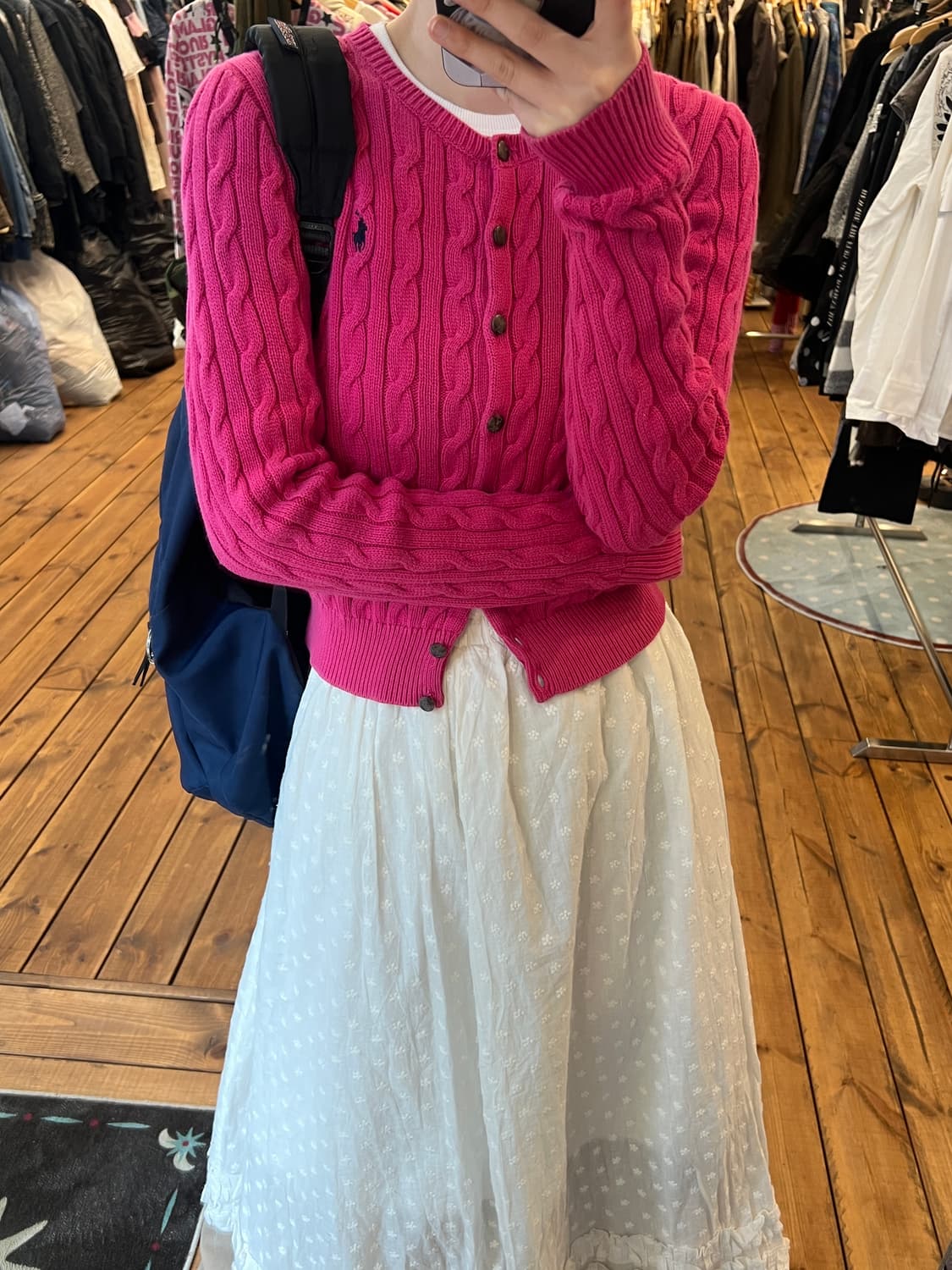 폴로 딥 핑크 니트 가디건 상품이미지4