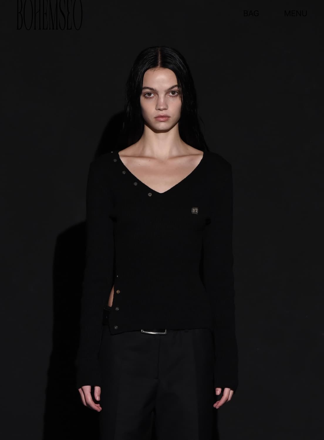 보헤미안서울 BUTTON V-NECK SLIT KNIT 상품이미지2