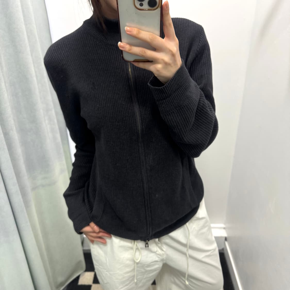 폴로 차콜 투웨이 니트집업 상품이미지2